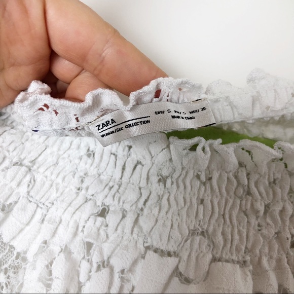 Zara off the shoulder cutout lace crop top 231 - Picture 3 of 4